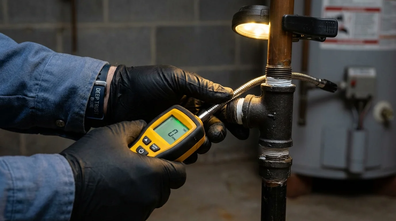 Gas leak detection with electronic sniffer by Johns Plumbing LLC in Mart