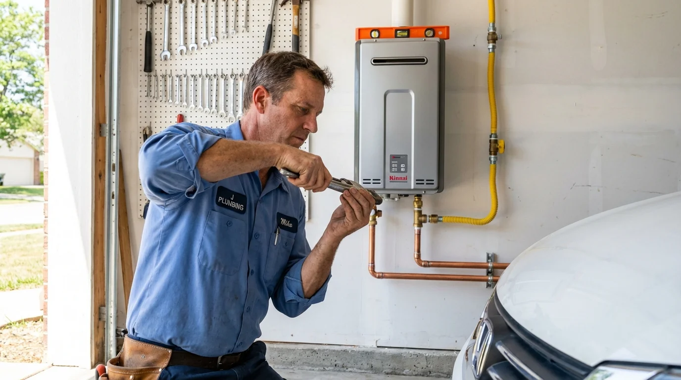 Tankless water heater installation by a Johns Plumbing LLC plumber in Mart